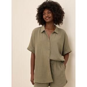 Pact Green Organic Cotton Coastal Double Gauze Oversized Shirt Women's XL/XXL